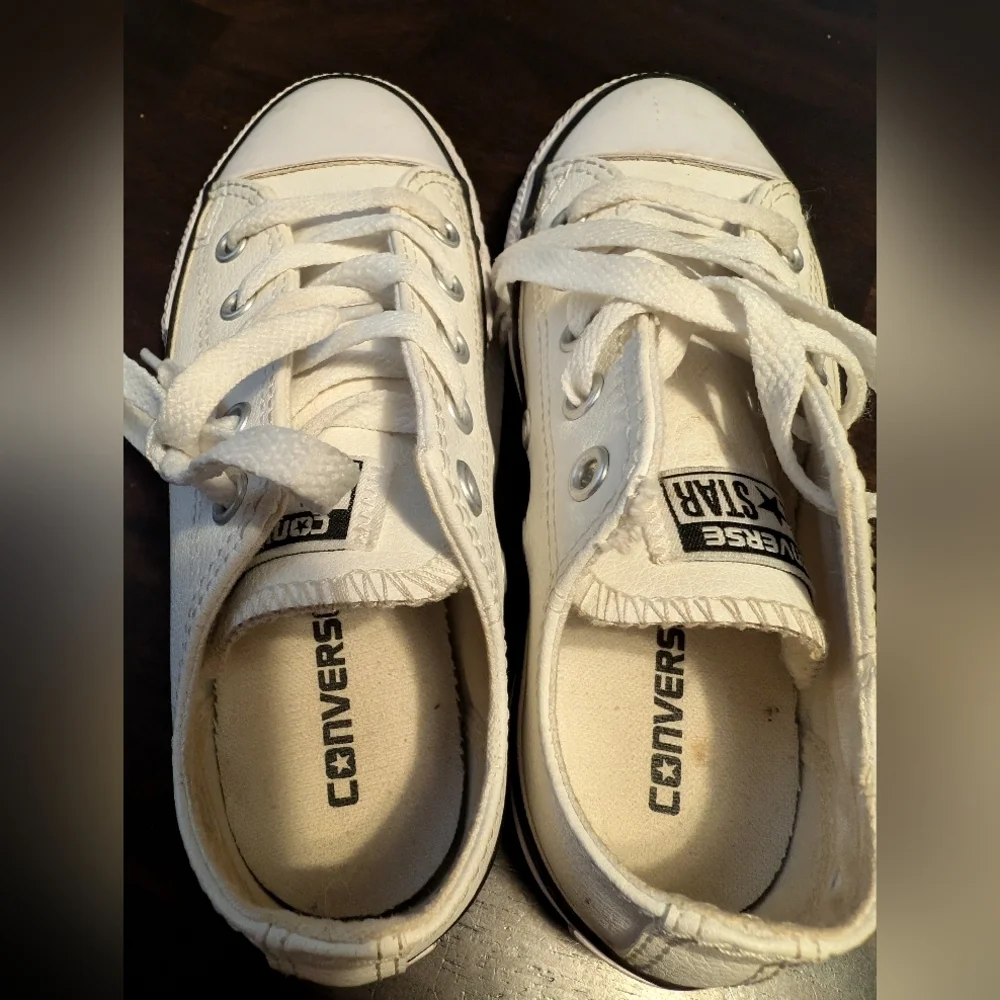 Converse All Star, Kids 13, White Leather, EUC